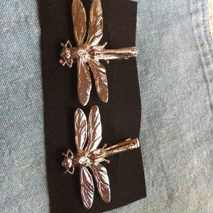 Set of 2 Silver Dragonfly Hair Clips!
